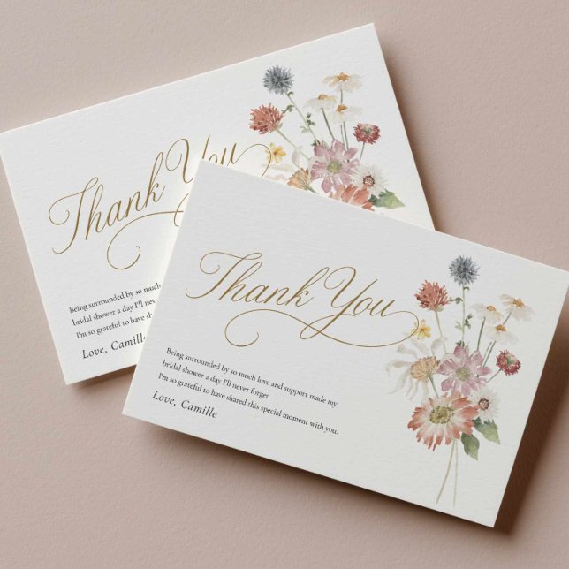 Tarjeta de agradecimiento para despedida de solter (Wildflower Bridal Shower thank you card)