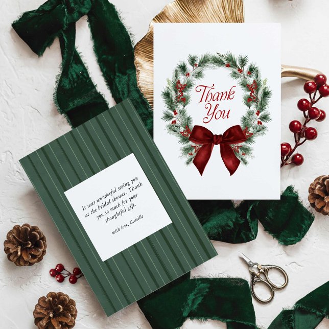 Tarjeta de agradecimiento para despedida de solter (Christmas Bridal Shower Thank you card)