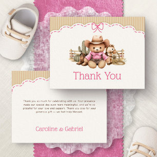 Tarjeta de agradecimiento para ducha de bebé niña 