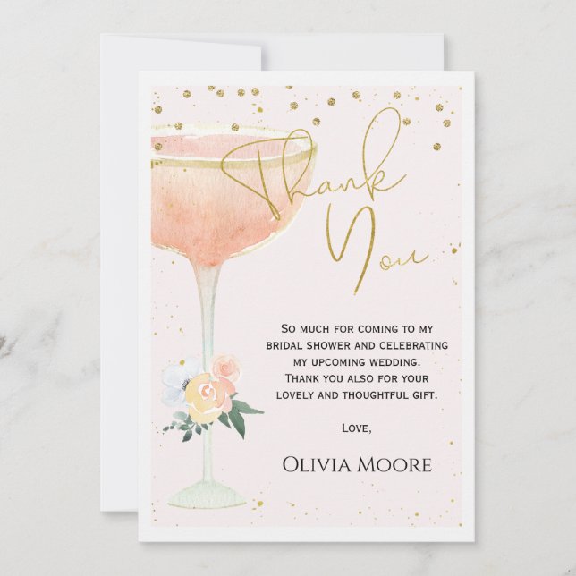 Tarjeta de agradecimiento para ducha de novia con  (Anverso)