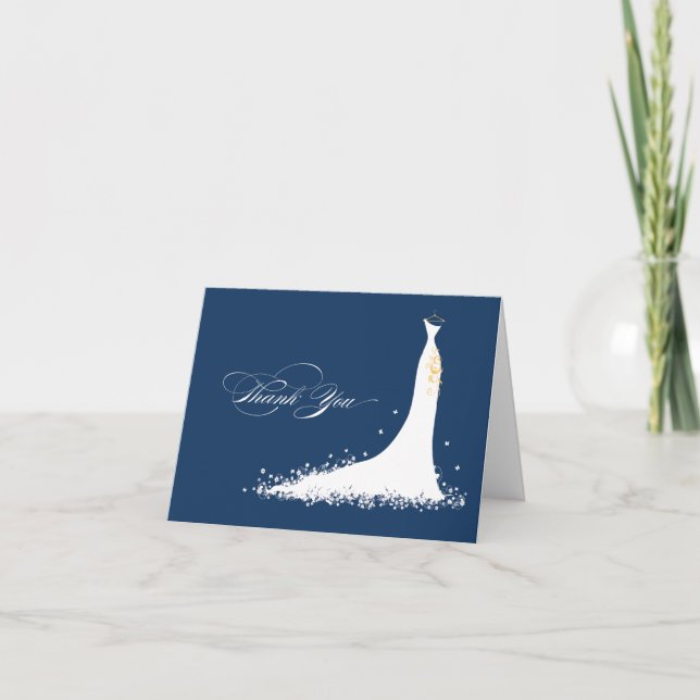Tarjeta de agradecimiento para ducha de novia con  (Anverso)