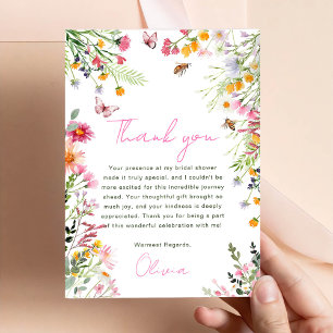 Tarjeta de agradecimiento para ducha de novia flor