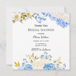 Tarjeta de agradecimiento para ducha de novia flor
