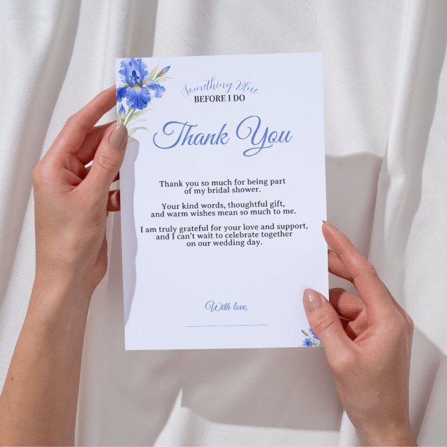 Tarjeta de agradecimiento para ducha de novia Iris (Iris Something Blue Bridal Shower Thank You Card
)