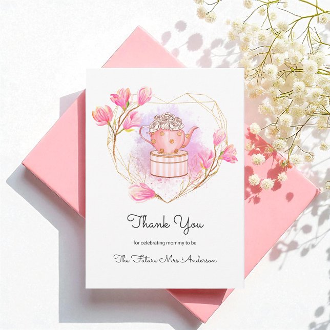Tarjeta de agradecimiento para ducha de novia rosa (Subido por el creador)