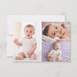 Tarjeta de agradecimiento para el bautismo de 3 fo