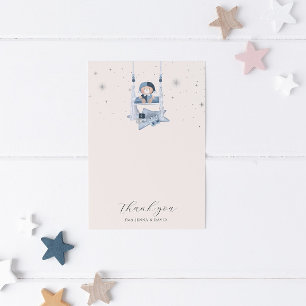 Tarjeta de agradecimiento para el bebé celeste del