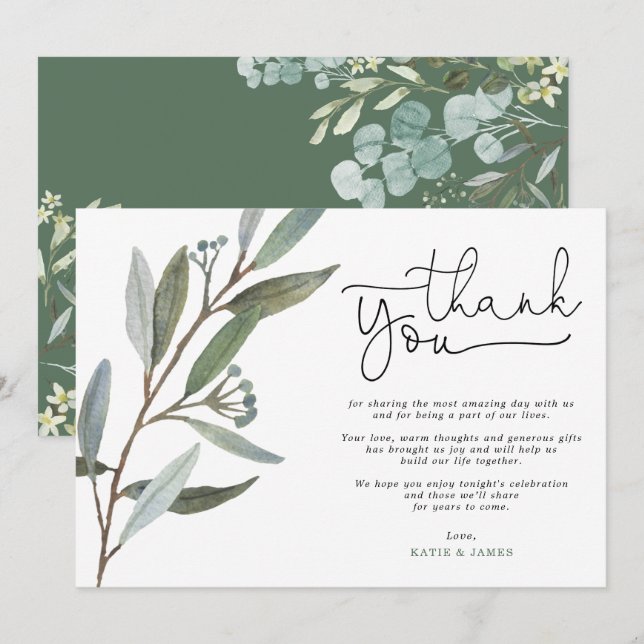 Tarjeta de agradecimiento para el Boda de energía  (Anverso / Reverso)