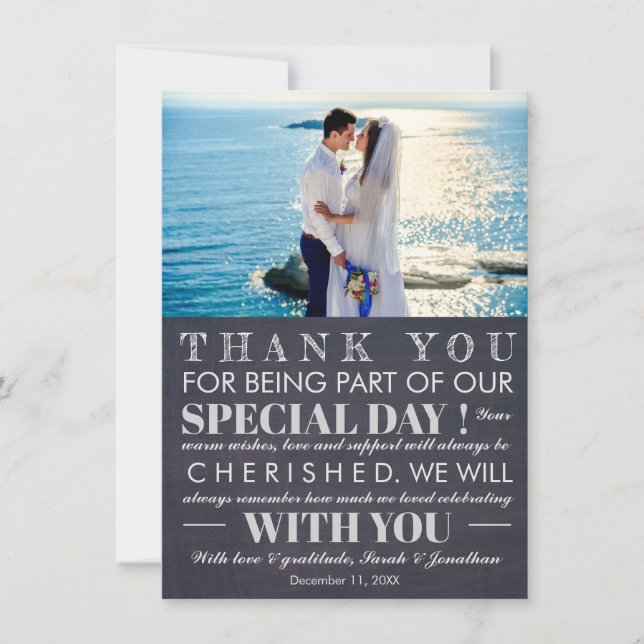 Tarjeta de agradecimiento para el Boda de foto mod (Anverso)