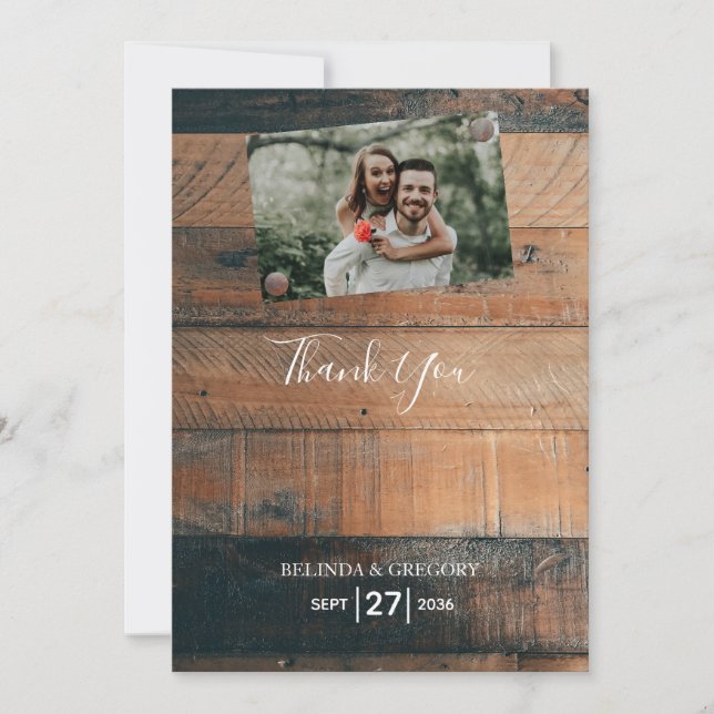 Tarjeta de agradecimiento para el Boda de fotos ru (Anverso)