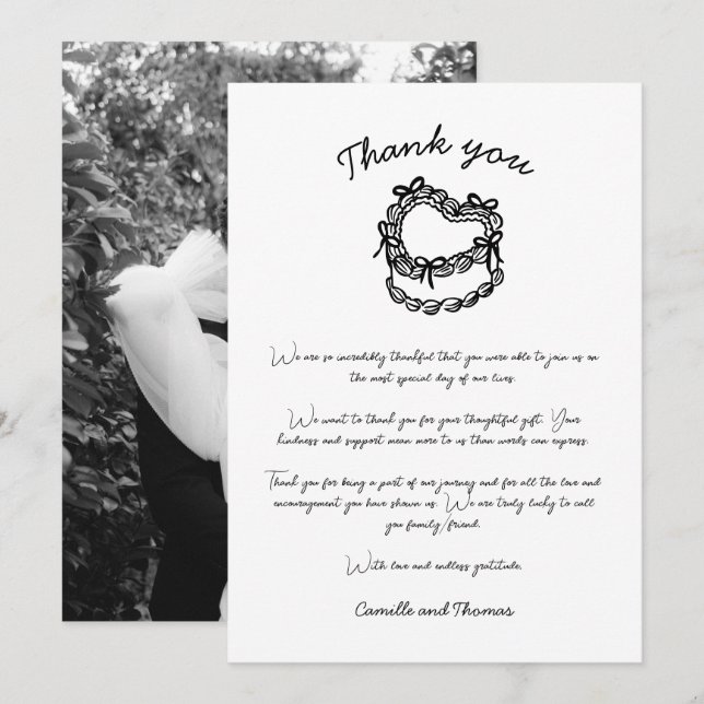 Tarjeta de agradecimiento para el Boda de pasteles (Anverso / Reverso)