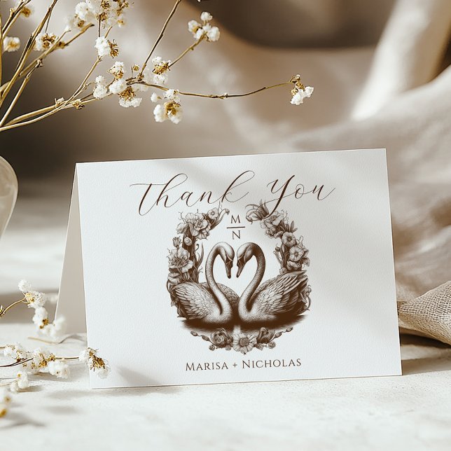 Tarjeta de agradecimiento para el Boda del lago Sw (Romantic Thank You Card)