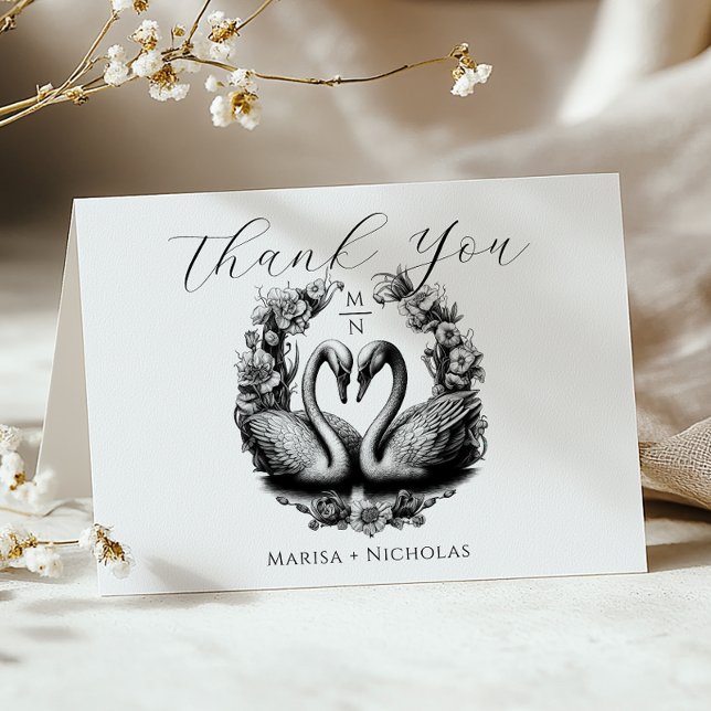 Tarjeta de agradecimiento para el Boda del lago Sw (Elegant Wedding Thank You Card)