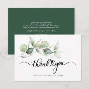Tarjeta de agradecimiento para el Boda fletado por