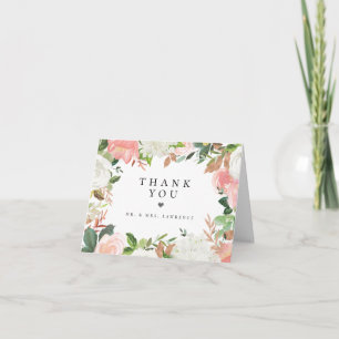 Tarjeta de agradecimiento para el Boda floral blan
