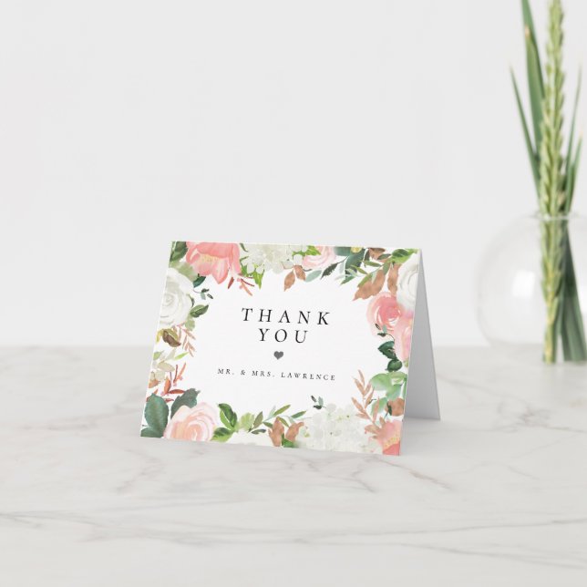 Tarjeta de agradecimiento para el Boda floral blan (Anverso)