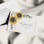 Tarjeta de agradecimiento para el Boda floral de E<br><div class="desc">Para todos los que se presentaron para celebrar su día especial con usted, esta elegante tarjeta de agradecimiento floral geométrica botánica con girasoles y hojas de eucalipto, con marco geométrico dorado es perfecta cuando usted quiere dar las gracias. Cambie fácilmente los detalles en el frente y el mensaje del personalizado...</div>