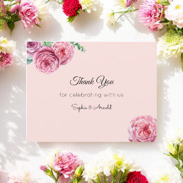 Tarjeta de agradecimiento para el Boda floral rosa