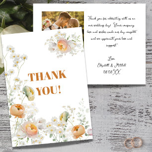 Tarjeta de agradecimiento para el Boda floral Whit