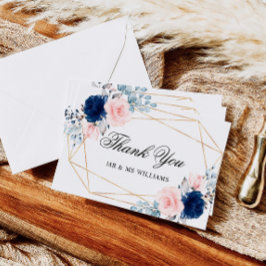 Tarjeta de agradecimiento para el Boda Rosa azul d