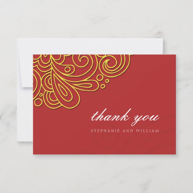Tarjeta de agradecimiento para el Boda Swirl Asiát (Anverso)