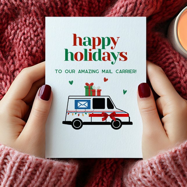 Tarjeta de agradecimiento para el cartero de corre (Holiday Mail Letter Carrier Thank You Card)
