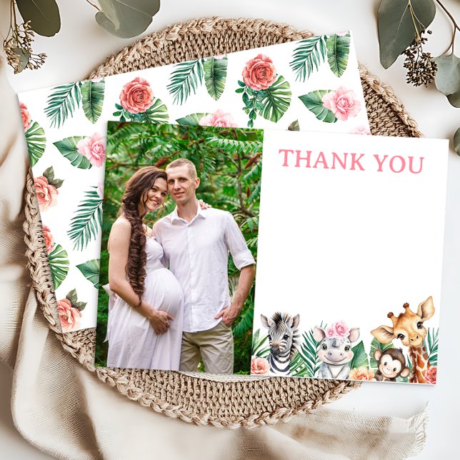 Tarjeta de agradecimiento para el Chica de la jung (Blank Thank You Photo Thank You Card)