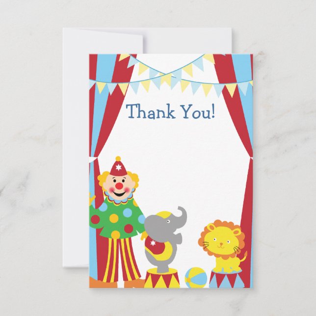 Tarjeta de agradecimiento para el circo infantil p (Anverso)