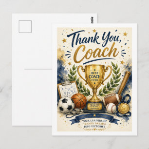 Tarjeta de agradecimiento para el entrenador campe