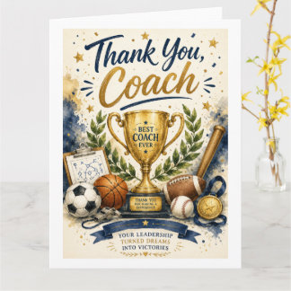 Tarjeta de agradecimiento para el entrenador campe