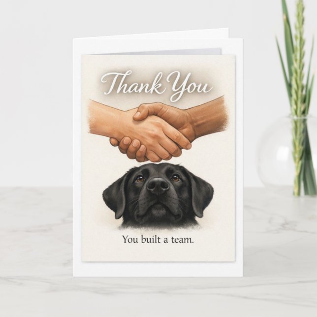 Tarjeta de agradecimiento para el equipo de perro  (Anverso)