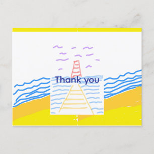 Tarjeta de agradecimiento para el faro y el muelle