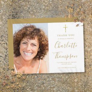 Tarjeta de agradecimiento para el funeral Gold Cro