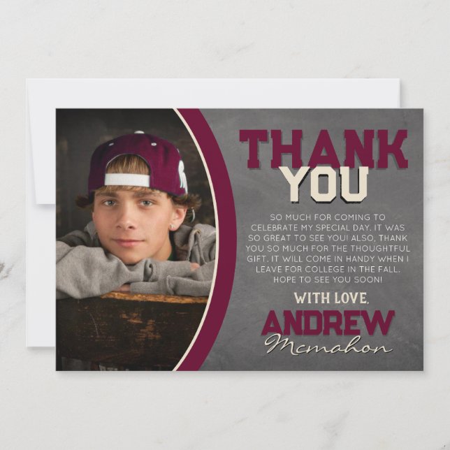 Tarjeta de agradecimiento para el Grad Burgundy &  (Anverso)