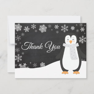 Tarjeta de agradecimiento para el invierno penguín