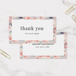 Tarjeta de agradecimiento para el orden floral ros