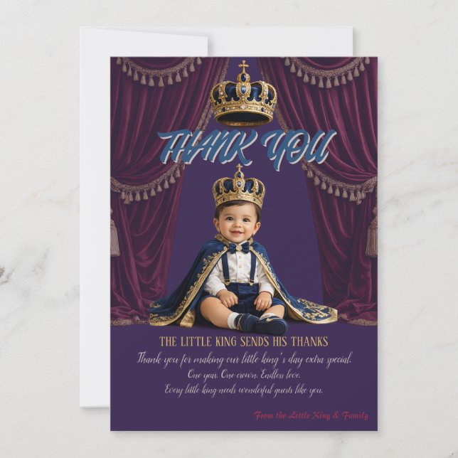 Tarjeta de agradecimiento para el primer cumpleaño (Anverso)
