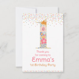 Tarjeta de agradecimiento para el primer cumpleaño