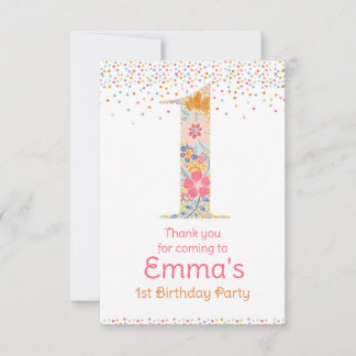 Tarjeta de agradecimiento para el primer cumpleaño