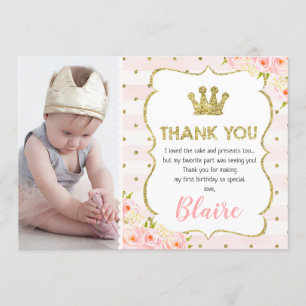 Tarjeta de agradecimiento para el primer cumpleaño