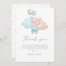 Tarjeta de agradecimiento para Elephant Baby Boy B