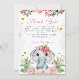 Tarjeta de agradecimiento para Elephant Baby Showe