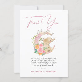 Tarjeta de agradecimiento para Elephant Floral Moo