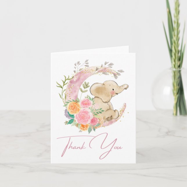 Tarjeta de agradecimiento para Elephant Floral Moo (Anverso)