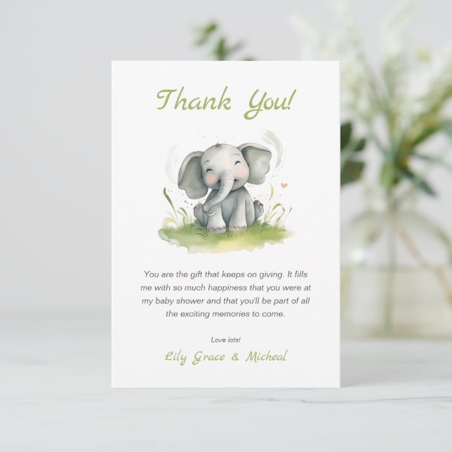 Tarjeta de agradecimiento para Elephant Thalle Bab (Anverso de pie)