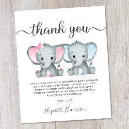Tarjeta de agradecimiento para Elephant Twant Baby