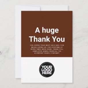 Tarjeta de agradecimiento para empleados Brown Tha