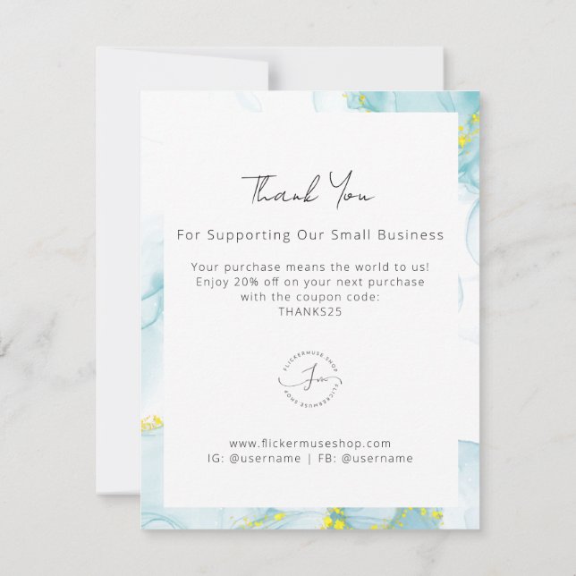 Tarjeta de agradecimiento para empresa de acuarela (Reverso)