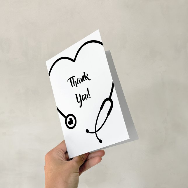 Tarjeta de agradecimiento para enfermera de esteto (Simple tethoscope Nurse Doctors Healthcare ThankYou Card)