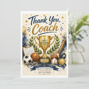 Tarjeta de agradecimiento para Entrenador Campeón